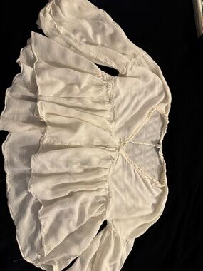 Lucky Brand Ivory Ruffle Peasant Blouse